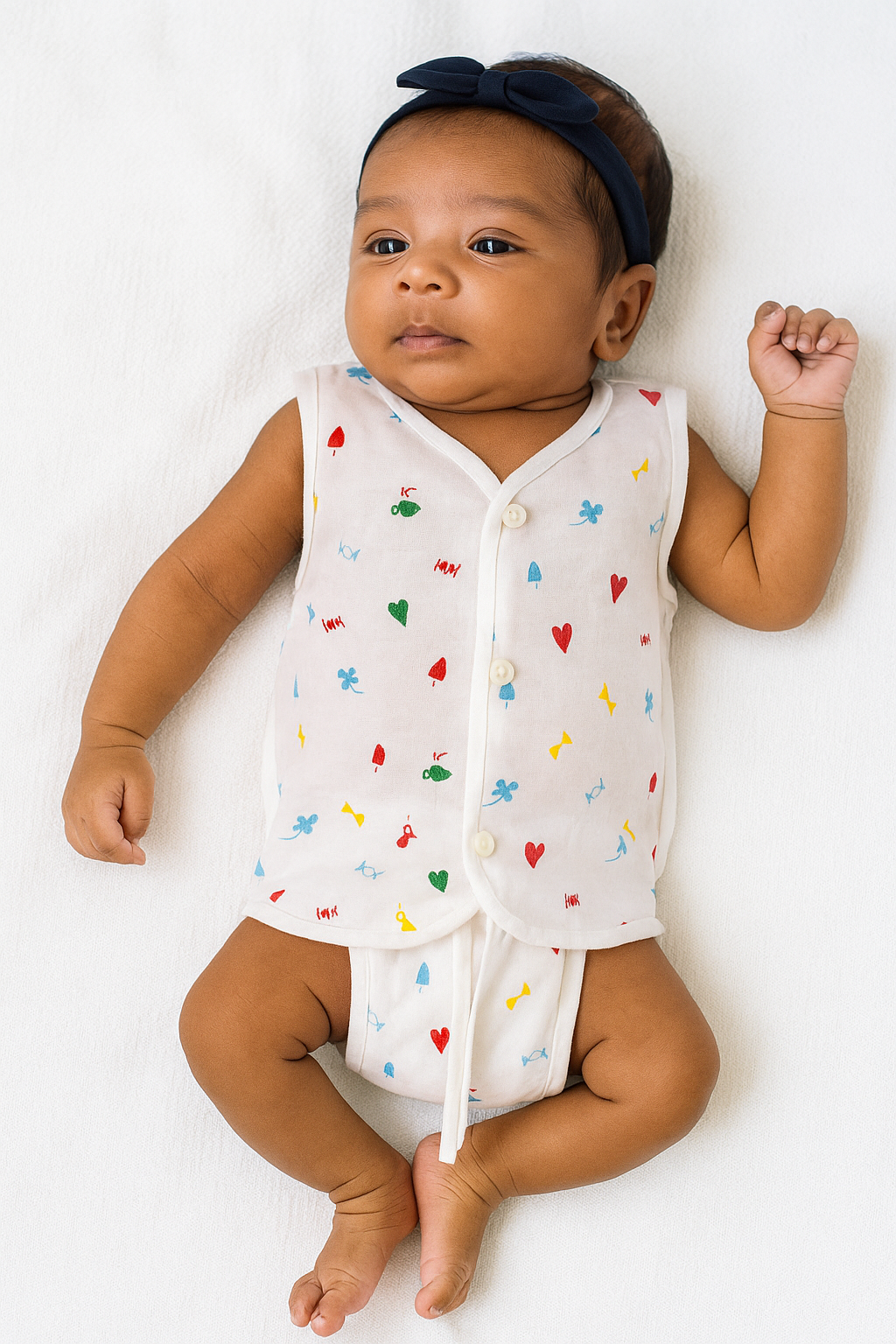 Sleeveless Jabla & Nappy Set Candy's Love (Preemie & 0-3M)